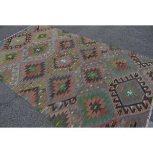 Alfombra étnica para sala de estar, alfombra turca clásica, 9,7 5,5 x pies, diseño de retazos verde y naranja, látex de lana y viscosa para uso en el pasillo - Product Image 4