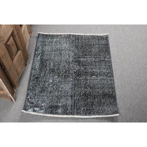 Tapis turc 2,5 x 3,1 pieds, petit tapis vintage, tapis à imprimé animalier noir - Product Image 1