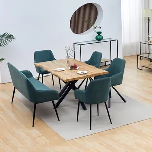 Wholesale modern dining table sets 4 6 chairs dining table wooden restaurant cafe chatting table