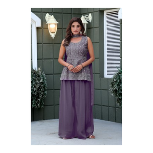 Elegante traje Palazzo de diseñador con hermoso bordado y trabajo de secuencia, traje festivo y de fiesta perfecto para mujer - Product Image 1