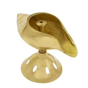 Brass Akhand Diya Shankh Shape Traditional Brass Deepak Vilakku for Diwali Lakshmi Pooja <b>Oil</b> <b>Lamp</b> for Home Temple Gifting - Product Image 3
