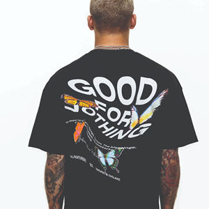 เสื้อยืดคอตตอน100% สุดอินเทรนด์สำหรับผู้ชายเสื้อยืดคอกลมโชว์ไหล่ทรงหลวมไซส์ใหญ่พิเศษ - Product Image 6