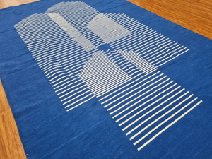 พรมสีน้ำเงินสไตล์โมร็อกโกพรมทอมือและผ้าฝ้ายทอมือซักได้ตกแต่งบ้านสำหรับห้องนั่งเล่น - Product Image 6