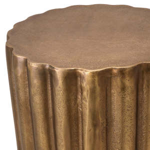 Tabouret d'appoint en aluminium finition or au design Art Déco moderne et unique avec console en incrustation d'os pour salon ou chambre à coucher - Product Image 3