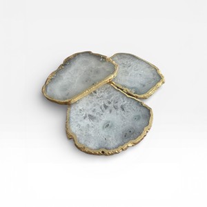 Classic White Marble Look <b>Agate</b> <b>Coasters</b> with Gold Edges for Timeless Luxury Home Decoration - Product Image 2