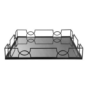 Nouveau plateau de service en bois imprimé avec un design élégant, bordure noire et poignées en bois, idéal pour les célébrations royales - Product Image 4