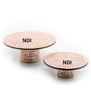 Soporte de plato de pastel plegable multifuncional de madera de mango soporte de pastel de fruta con acabado de incrustaciones de hueso decorativas diseño elegante - Product Image 1