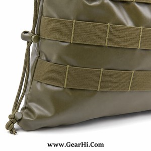 Sac utilitaire MOLLE à cordon de serrage, sac à équipement imperméable enduit PU, porte-composants en maille, rangement d'accessoires robuste, tactique 600D - Product Image 2