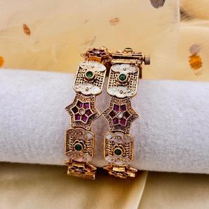 Premium Design Of <b>Antique</b> <b>Gold</b> Kada <b>Bangle</b> Set Elegant Bridal Wear for Women Girls for Special Occasions - Product Image 1