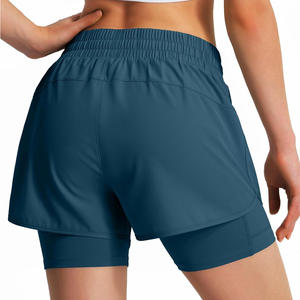 Short léger 2 en 1 pour femmes avec doublure intérieure short de course et d'entraînement d'été design personnalisé vêtements de sport à séchage rapide - Product Image 2