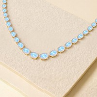Collier tennis classique en pierre de lune arc-en-ciel pour usage quotidien, en argent sterling 925 plaqué or 14 carats, taille ovale, certifié IGI, Fire Children's