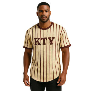 Maillot de baseball personnalisé KAP à rayures neutres, 100% polyester, maille, t-shirt de fraternité avec logos brodés - Product Image 1