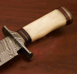 Cuchillo de Camping al aire libre de hoja fuerte de acero de Damasco de calidad superior para cazadores cuchillos Bowie con mango de hueso de camello - Product Image 4