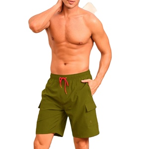 Short de sport tricoté pour homme, couleur unie, taille élastique à cordon, idéal pour la plage et la natation, personnalisable avec logo OEM - Product Image 1