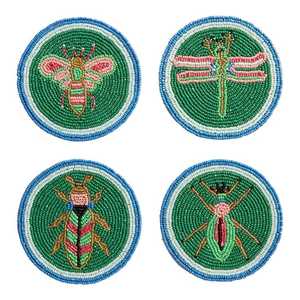 Dessous de verre de conception de forme ronde d'abeille de broderie perlée mignonne de qualité supérieure avec un nouveau design et un décor de table artisanal élégant pour les filles - Product Image 3