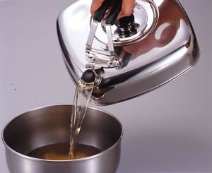 Stackable flat square <b>kettle</b> with stainless steel strainer that fits in the fridge space saving high quality stainless steel - Product Image 4