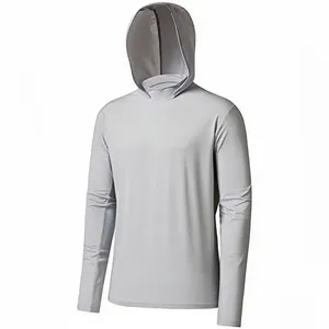 Sudadera con Capucha de Manga Larga para Hombre, Protección Solar UPF 50, Anti-UV, Poliéster, Color Sólido, Camisa para Pesca - Product Image 1