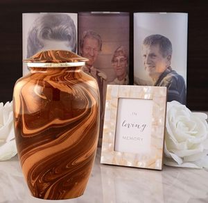 Urna marrón para cenizas humanas Urnas conmemorativas para adultos para cenizas humanas Urna de cremación decorativa para cenizas de adultos Tamaño personalizado - Product Image 2
