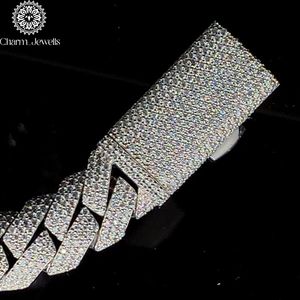 Charm Jewells Moissanite <b>Statement</b> <b>Necklace</b> Brilliant Cut Geometric Link Chain 925 Silver 14K Gold Plated IGI Certified Unisex - Product Image 5