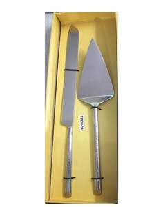 Ensemble de serveur de gâteau en acier inoxydable nickelé argenté avec ensemble de gâteau à poignée en marteau - Product Image 1