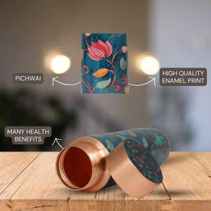 Flower Ayurvedic Copper <b>Bottle</b> with Mandala Print Pure Copper <b>Water</b> <b>Bottle</b> <b>1L</b> Mandala Design Designer Copper <b>Bottle</b> Meena - Product Image 3