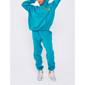 Chándal holgado sólido con capucha de poliéster 100% personalizado para mujer, chándal de 2 piezas, ropa de calle de invierno personalizada - Product Image 4
