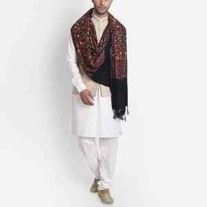 Chal de Lana Pashmina Bordado, Premium, Suave, Cálido, Transpirable, Tradicional, Hecho a Mano, Sólido, para Hombre, Invierno, de Lujo - Product Image 5