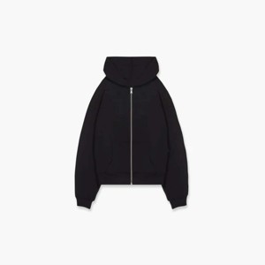 Sweat à capuche zippé Essential-Noir, coupe décontractée avec coton de haute qualité et poches avant fonctionnelles - Product Image 1