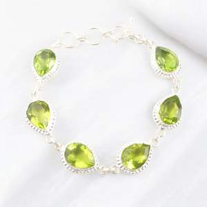 Pulsera de Plata de Ley con Circonita Facetada, Corte Pera, Hecha a Mano, Piedra de Nacimiento de Agosto, Joyería de Lujo, Elegante Regalo de Aniversario para - Product Image 6