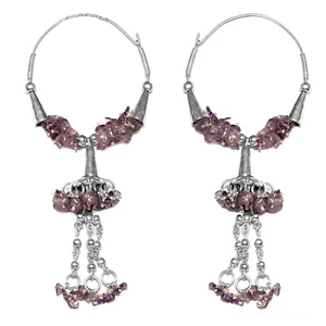 Pendientes de Aro de Plata 925 con Amatista para Mujer, Joyería con Piedras Preciosas, Oro Rosa de 14K, Perla, Estilo Religioso, Moderno y Lindo, con Baño de Rodio - Product Image 1