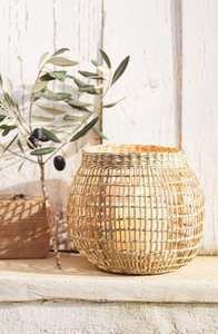 Ensemble de 2 lanternes tissées en jonc de mer lanternes à bougie en osier de rotin vente en gros - Product Image 4