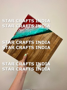 Eco-friendly Wooden Resin Chopping Board Best Quality Mango Wood & Resin Chopping Board Resin Handle Blue <b>Green</b> Hot Pink <b>Color</b> - Product Image 4