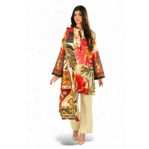 Conjunto de 3 piezas WNS-52023 Khaddar Salwar Kameez estampado con dupatta Zari, estilo pakistaní, ropa étnica para festivales indios. - Product Image 5