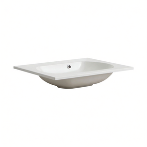 Lavabo da consolle Koricini 60 cm in resina effetto marmo bianco lucido senza foro per rubinetto, mobile da bagno - Product Image 3