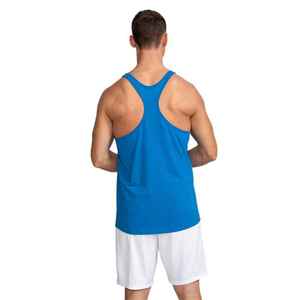 Blue Mens Bodybuilding <b>Stringer</b> Tank Top | Organic Cotton Gym <b>Vest</b> | Sleeveless Workout Shirt | Muscle Fit Training Tank Top - Product Image 2