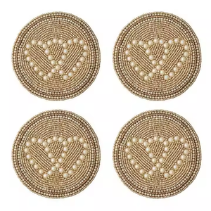 Sous-verre en broderie perlée maison réchauffement fête conception personnalisée sous-verre perlé pour bar à la maison sous-verre en perles d'inspiration vintage - Product Image 1