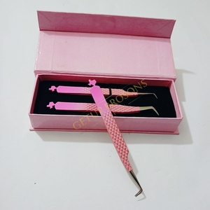 Pince à épiler pour cils de haute qualité, personnalisée, double couleur, à pointe lisse de 10 mm, en acier inoxydable, avec poignée diamantée, anti-magnétique - Product Image 5