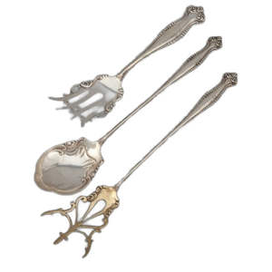 Ensemble de couverts modernes 5 pièces avec poignées torsadées en acier inoxydable plaqué argent artistique dans un style américain contemporain - Product Image 4