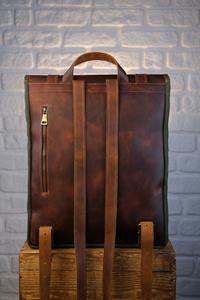 Leather Canvas Luxury Backpack Vintage Travel <b>Rucksack</b> School Laptop Heavy Duty <b>Lightweight</b> Large Capacity Breathable - Product Image 3