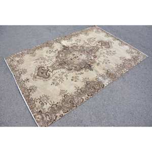 Tapis turc Vintage Beige marron 5.2 X 7.7ft fait à la main en laine grande surface Patchwork Design rectangulaire couloir Latex pour la décoration de la chambre - Product Image 3