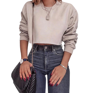 Hot Selling <b>Womens</b> Crop Top Hoodie <b>Long</b> Sleeve Casual Hooded <b>Sweatshirt</b> Breathable Crop Top Hoodies - Product Image 1