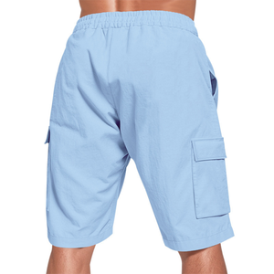 Pantalones cortos Cargo informales de verano para hombre de alta calidad 100% algodón resistente al agua transpirable de secado rápido cintura elástica bolsillos satén - Product Image 4