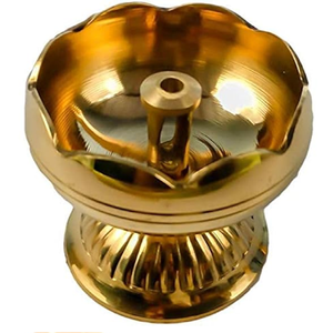 Lámpara de fragancia de Latón chapado en cobre Difusor de aceite Lámpara de aceite de latón con cubierta de vidrio y perilla para Pooja a precio mayorista - Product Image 3