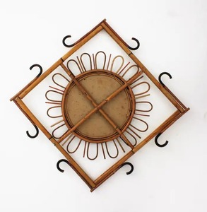 Ganchos de espejo de pared de ratán rústico de lujo moderno Diseño enmarcado encantador para la decoración elegante del hogar en el baño o la sala de estar - Product Image 3