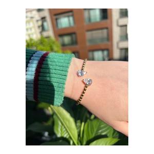 Bracciale regolabile italiano in acciaio di alta qualità con pietre a goccia
