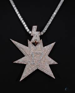 Pendentif en argent 925 avec initiale personnalisée, hip hop, moissanite, logo glacé, VVS, moissanite véritable, testé au diamant, certificat IGI - Product Image 1