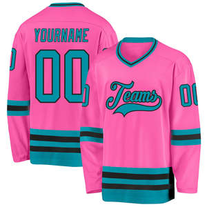 Conçu sur mesure bleu marine col en V maillot de hockey pour adultes OEM équipe Sportswear hockey sur glace uniforme veste avec broderie motif vierge - Product Image 2