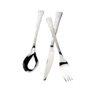Juego de cubiertos de acero plateado Asas de diseñador Diseño simple Precio económico para hoteles Restaurantes Comida superior de metal duradero - Product Image 1