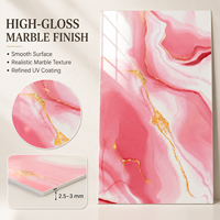 Panneau décoratif en PVC brillant MORLENX, imitation marbre veiné rose, blanc et or, pour salon de beauté, villa, mur d'accentuation