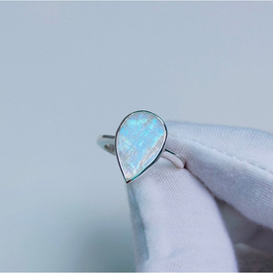 Bague sertie de pierre de lune arc-en-ciel brillante, filles, argent sterling 925, bijoux personnalisés, argent fin, vente en gros, bohème - Product Image 2